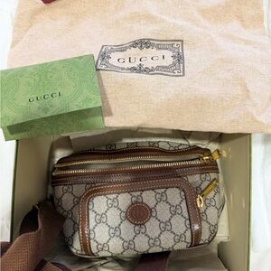 Gucci Beige and Brown Belt Bag